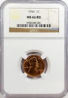1954 P Lincoln Wheat Cent 1C NGC MS66 RD RED Bright Flashy Beautiful