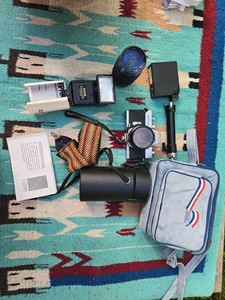 Vintage Minolta 35mm Camera & Sears Lens Parts Lot
