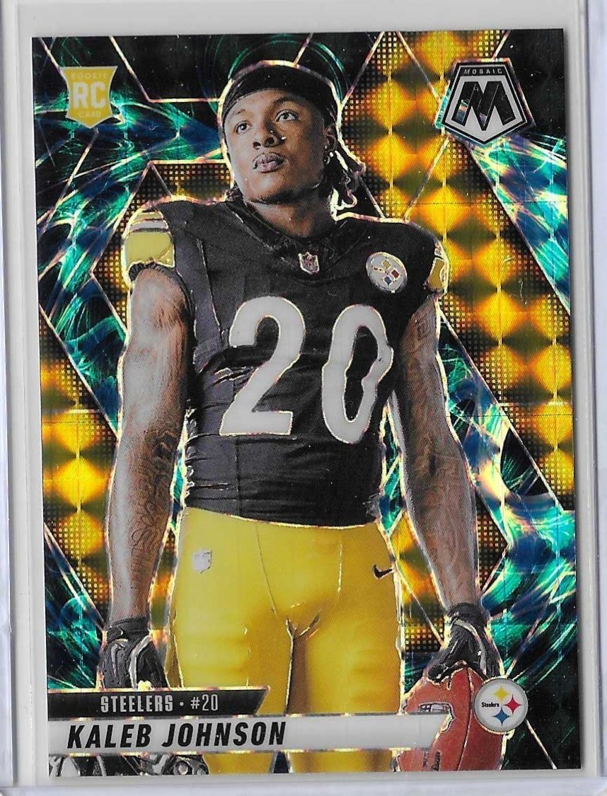 KALEB JOHNSON  2025 Panini Mosaic #315  GENESIS PRIZM ROOKIE CARD  Steelers