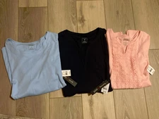 NEW LOT of 3 HASTING & SMITH WOMEN'S TUNIC TOPS SIZE 2X Scallop Embroidery Vneck