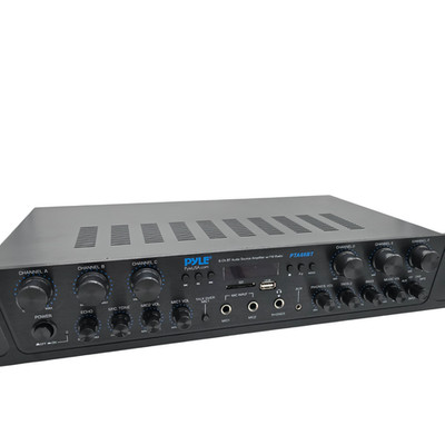 Pyle 600W 6-Channel Bluetooth Stereo Receiver Amp USB AUX FM Mic Input PTA66BT