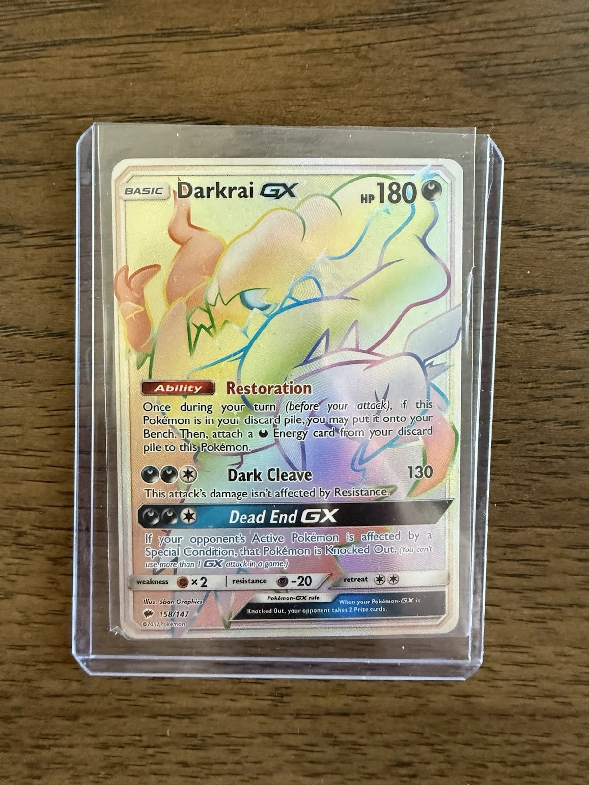 Pokemon Darkrai GX Rainbow Secret Rare Holo Card 158/147 SM Burning Shadows