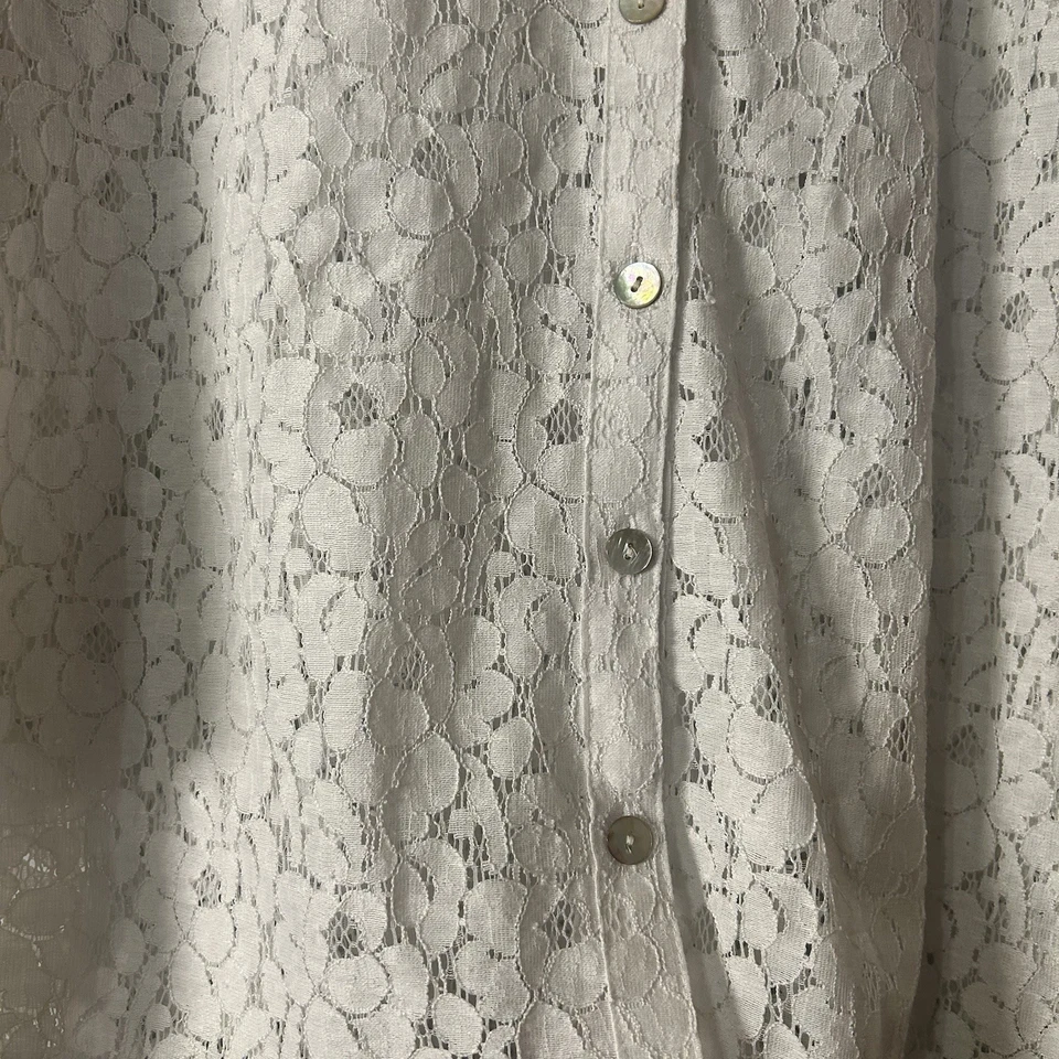 VALERIE STEVENS 2-Fer FLORAL ENCAJE Blanco Manga 3/4 Abotonada Top Grande Foto 4 de 4