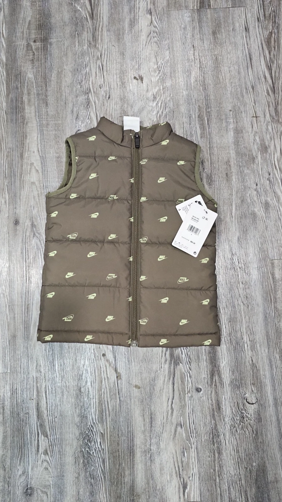 Nike Kids Green Puffer Vest Size 4 XS NWT Insulated Vest