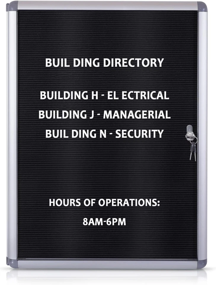 Lockable Felt Message Board with Aluminum Frame - 26x20 Inches for Secure Dis... - Image 3 of 4