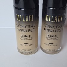 Milani Conceal Perfect 2 in 1 Foundation/Concealer 00 Light Natural 1oz Set/2