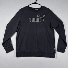 Puma Essentials Crewneck Sweatshirt Logo Graphic Black Size L 674090-01
