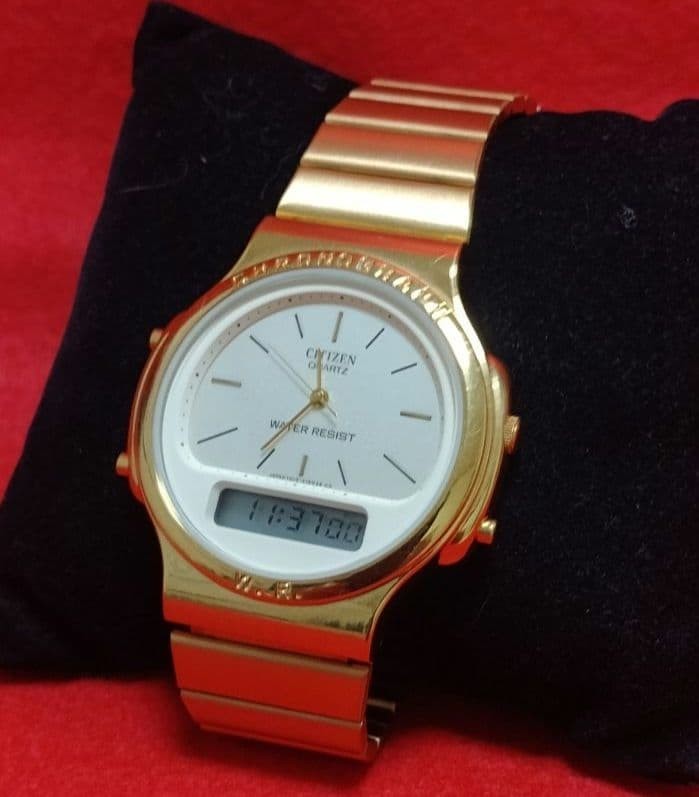 Watch 80s Analog Vintage Gold Digital Ana-Digi Citizen Men's Chronograph CA1127 - VintageWatches.PK Watch 80s Analog Vintage Gold Digital Ana-Digi Citizen Men's Chronograph CA1127 - vintagewatches.pk