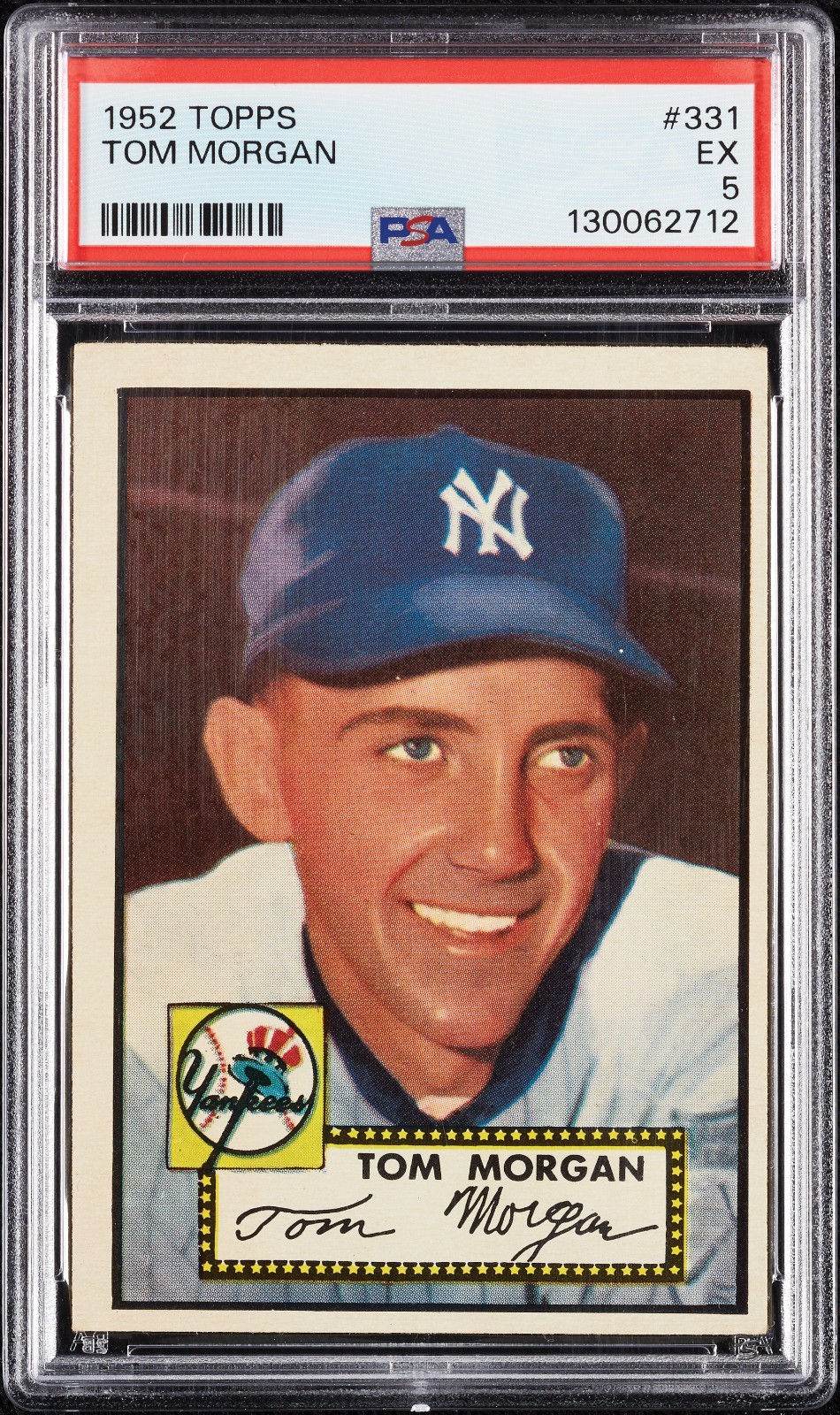 PSA 5 1952 Topps #331 TOM MORGAN Rare High Number Graded Vintage Baseball Card