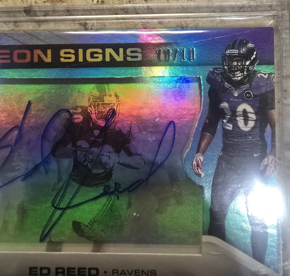 2019 Panini Elements Neon Signs Tier 1 Ed Reed #NS1-ER Blue /10 (AU) - Image 4 of 4