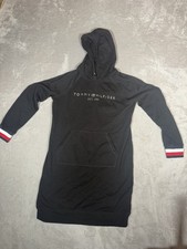 Tommy Hilfiger Women's Black Pullover Hoodie M Logo Hooded Pocket Drawstring