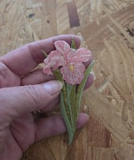 Iris - Flower - Spring - Pink - Embroidered Iron On Applique Patch