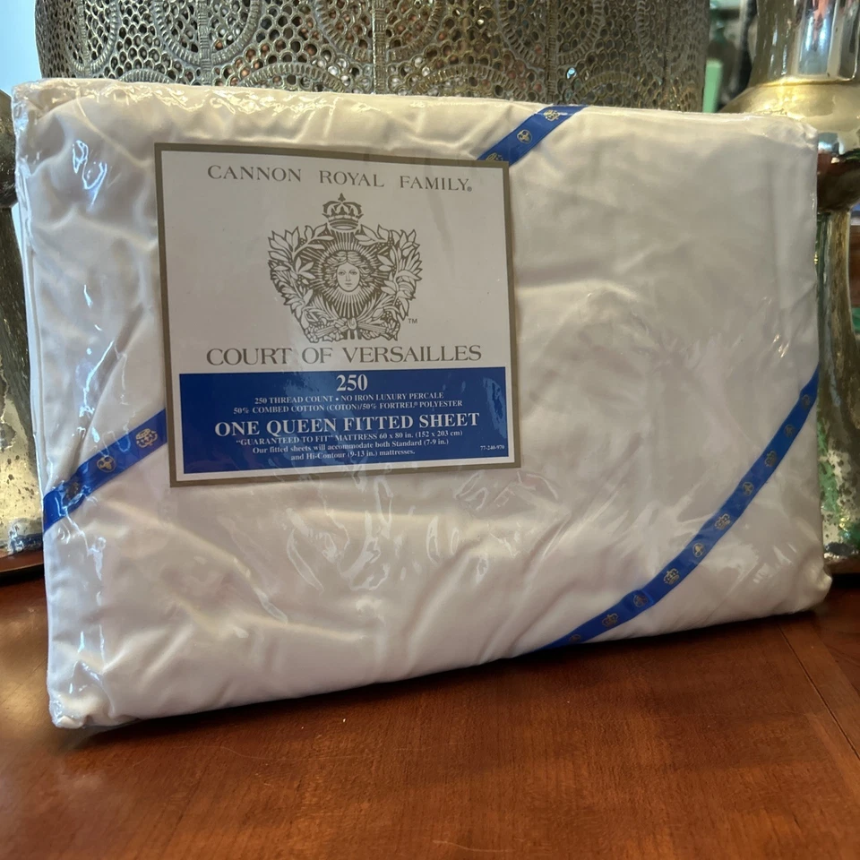 De colección Años 80 NUEVO Cannon Familia Real Corte de Versalles Crema Reina Sábana Ajustable Foto 4 de 4