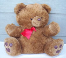 Teddy Bear Plush Stuffed Animal Large 22" Brown Sitting Bow Collectable Classics
