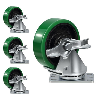 4'' Caster Wheels Heavy Duty Casters, Polyurethane on Cast Iron, Swivel Casters