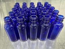 Brand New 1 oz Cobalt Blue Boston Round Bottle x 25