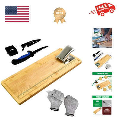 #ad 18quot; Bamboo Fish Cleaning Board Kit Anti slip Fish Cutting Board Set Fish File... $49.49