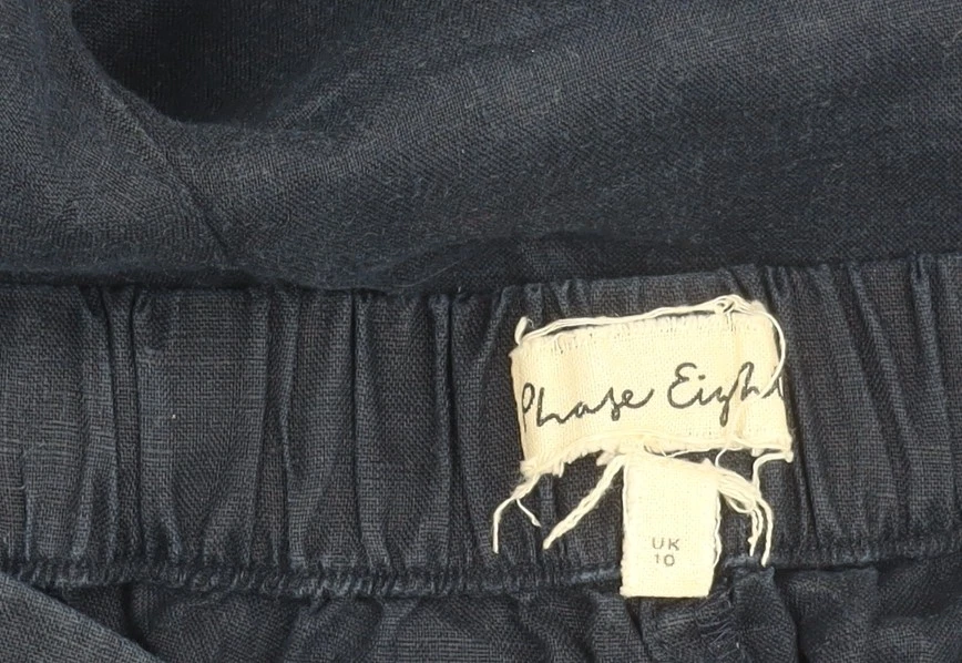 Phase Eight Women’s Black Linen Cropped Wide Leg Trousers UK 10 - Image 4 of 4