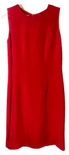 Talbots Women's 100% Silk Lined A-Line Sleeveless Red Zip Dress Back Slit Size 4