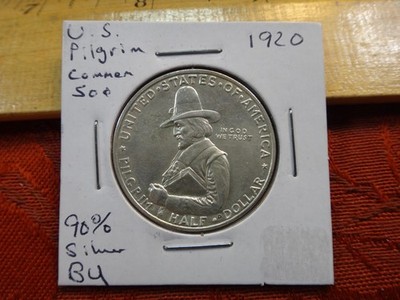 1920-D United States 90% Silver Pilgrim Commemorative Half Dollar 50c