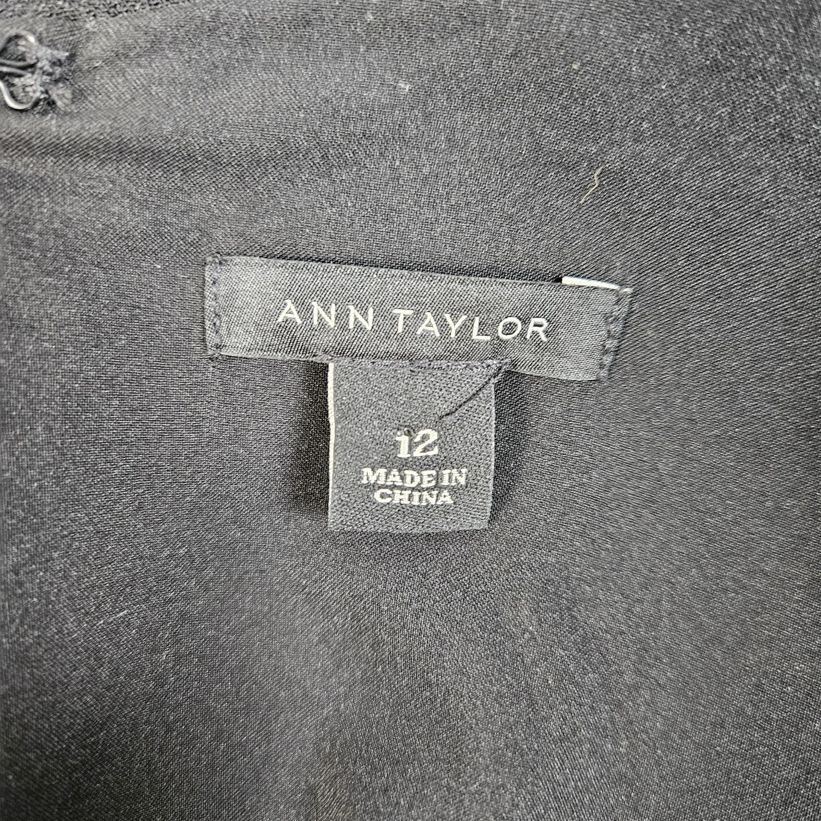 VETEMENTS Abito Ann Taylor taglia 12 nero lanterna manica a sbuffo foderato cambio lunghezza ginocchio LBD