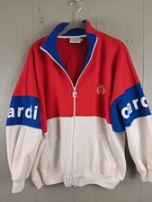 Vintage Pierre Cardin M Tracksuit Jacket Spellout Fleece Red White Blue Baggy