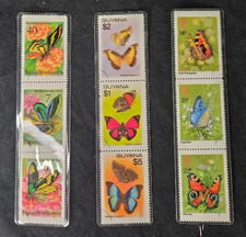 BUTTERFLIES TOPICAL GUYANA: Scott #2819-2826 1978 laminated stamps