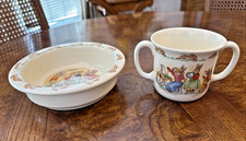 Vintage Bunnykins Royal Doulton Bone China Child's Bowl And Cup Set England