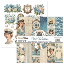 OLD MARINA 8"x8" Scrapbook Pad ScrapBoys Paper 12 Sheets BONUS Cutouts