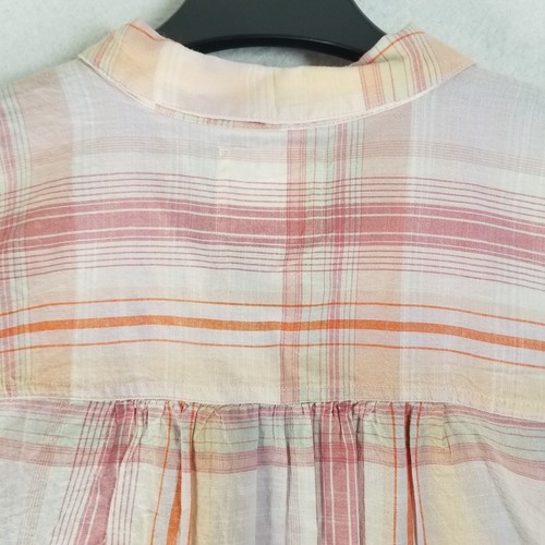 Lucky Brand Women's Top XL Plad White Yellow Orange Oversized - Picture 16 of 17
