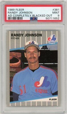 1989 Fleer Randy Johnson RC PSA 9 Mint Ad Completely Blacked Out ...