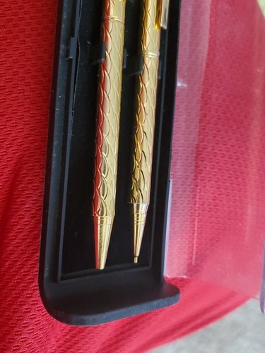 Vintage Cherub Angel Ballpoint Pen & Mechanical Pencil Gold Set X4 - Picture 4 of 4