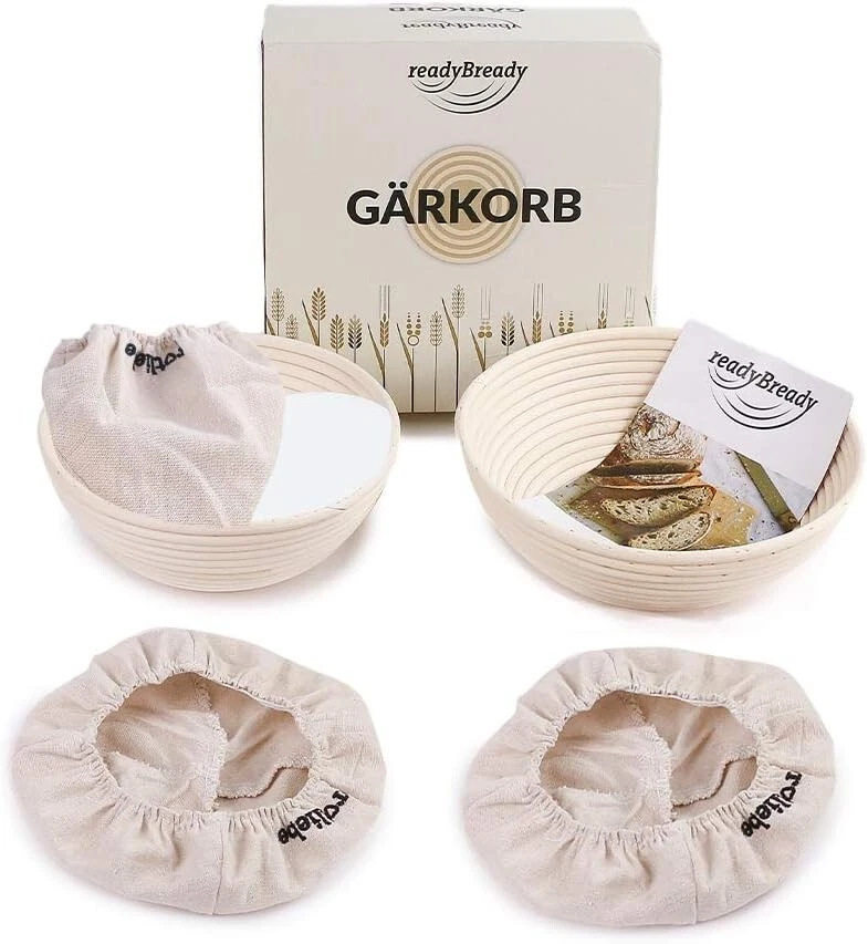 2 Piece Rattan Fermentation Basket Fermentation Basket Ø 22 and Ø 25 cm in All Inclusive Set New Ori