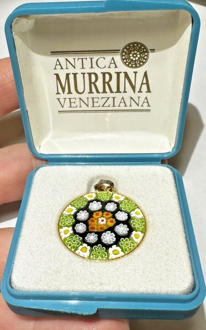 MURANO ムラノ 金彩 グリーン ミルフィオリ ミルクピッチャー Antica Murrina Veneziana Green Yellow Glass MILLEFIORI Pendant