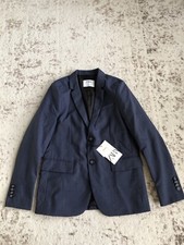 New Zara Boys Pinstripe Print Blazer Jacket Blue Size 11-12 Years