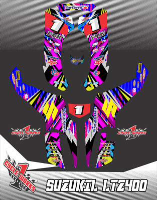 SUZUKI KFX400 z400 LTZ QUADRACER  SEMI CUSTOM GRAPHICS KIT BIPOLAR Royal GRP1