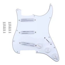 Musiclily White SSS Prewired Loaded Hot Rail Pickup Pickguard For Strat Guitar