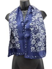 Women's Scarf Blue Floral Rectangle 15/42"