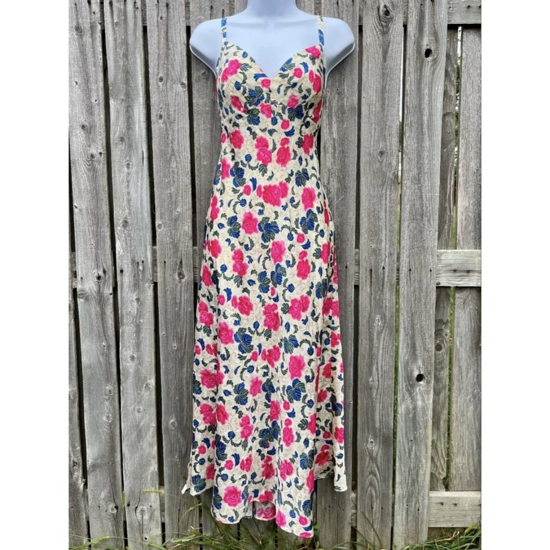 UNDERCOVER Maxi abito slip floreale vintage Victoria's Secret etichetta oro raso jacquard
