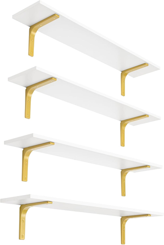 Long Wall Shelves, 31.5" Wall Mounted Shelves Set of 4, Large Floating Shelves f - 第 1/9 張圖片