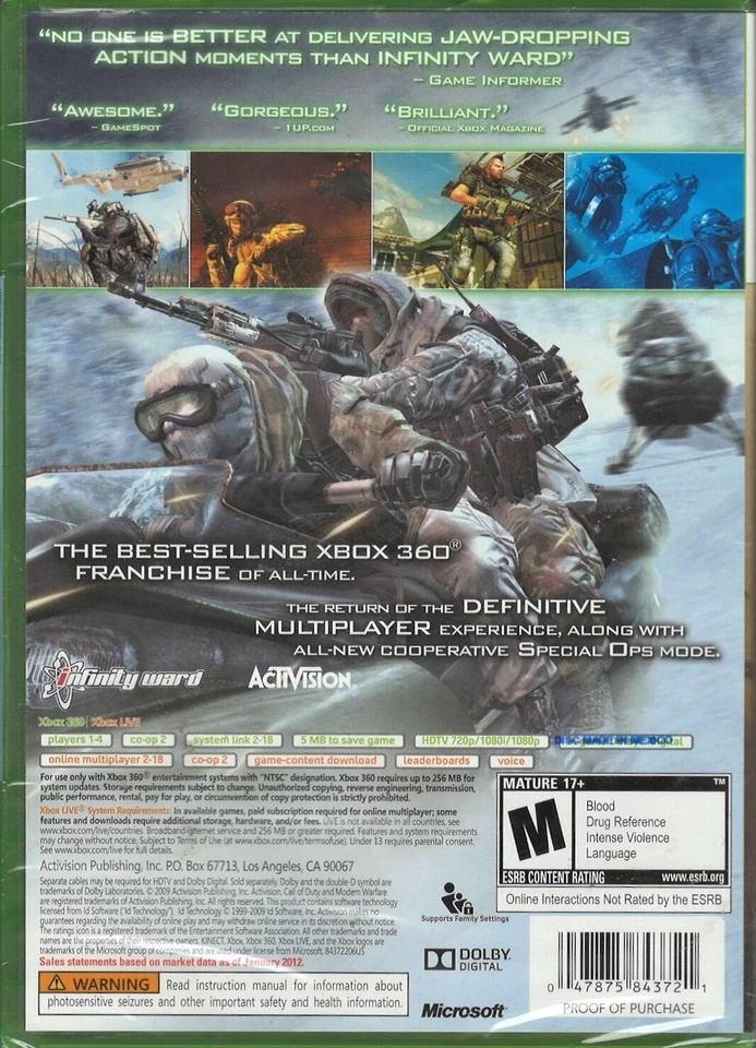 Call of Duty: Modern Warfare 2 Platinum Hits Xbox 360 (Brand New Factory Sealed - Image 2 of 2