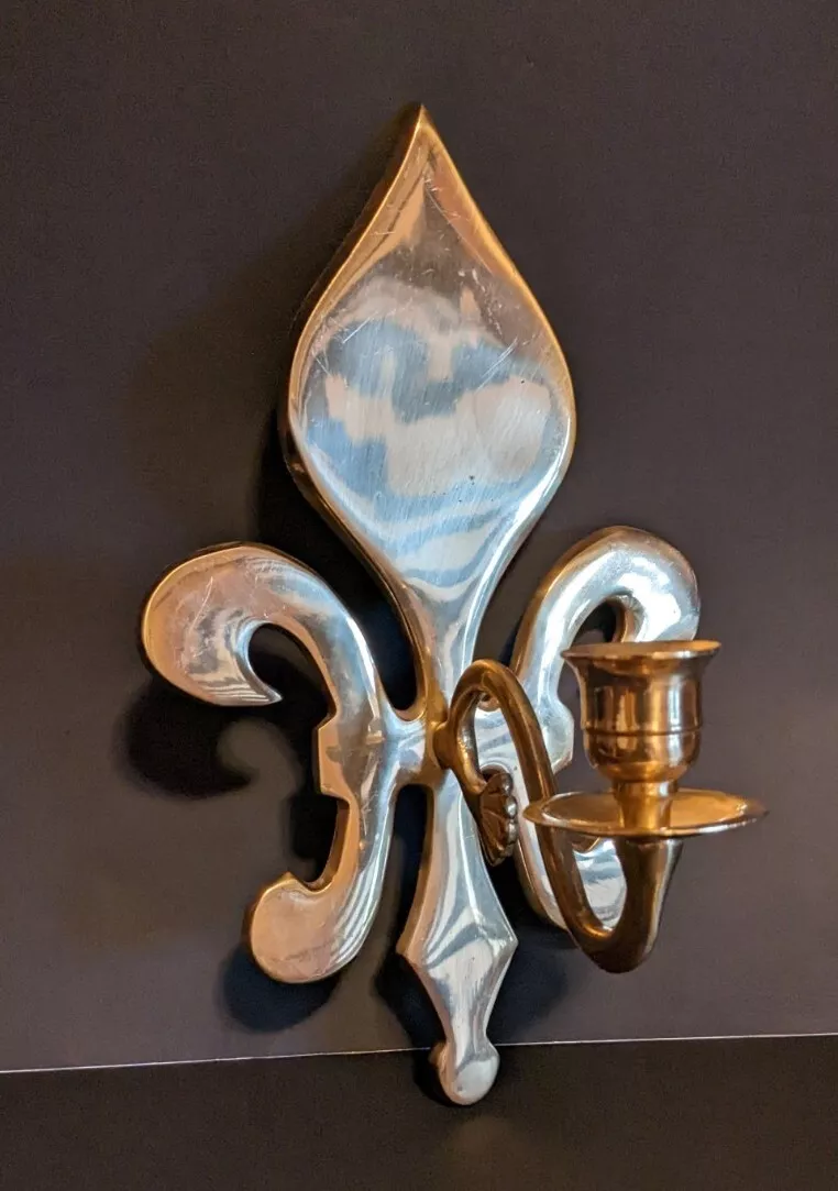 Fleur De Lis Vintage Brass Candle Sconce Brass Wall Sconce 11