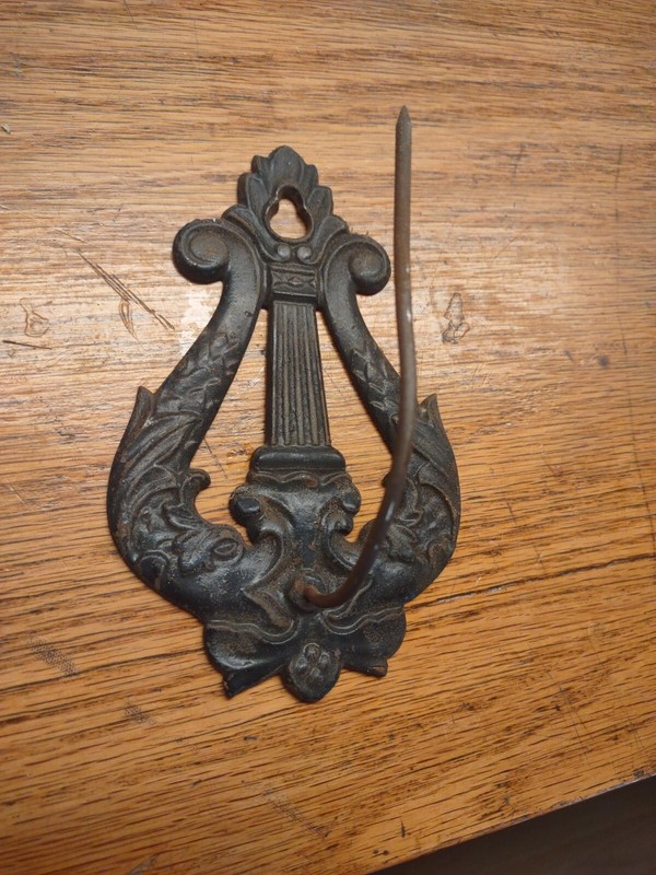 Vintage Cast Iron Wall Hanger Paper Receipt Spike 6" hook 