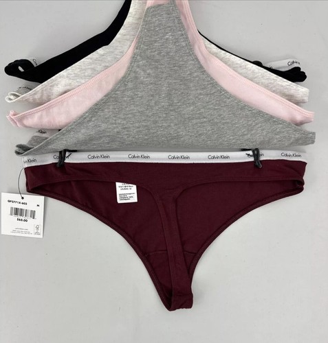 Damen Calvin Klein Tanga 5er Pack M Unifarben - Rot Grau Pink Grau & Schwarz - Bild 11 von 13