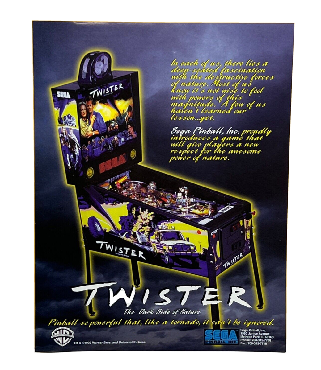 SEGA Twister Pinball Flyer Original 90s Promo Game Art SEGA Twister Pinball Flyer Original 90s Promo Game Art