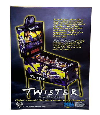SEGA Twister Pinball Flyer Original 90s Promo Game Art Vintage Storm Movie