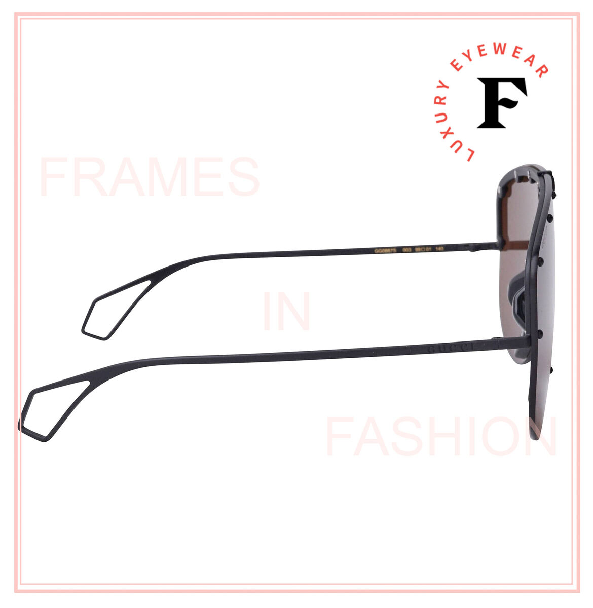 GUCCI STAR 0667 Black Stud Brown Mask Rimless Runway GUCCI STAR 0667 Black Stud Brown Mask Rimless Runway