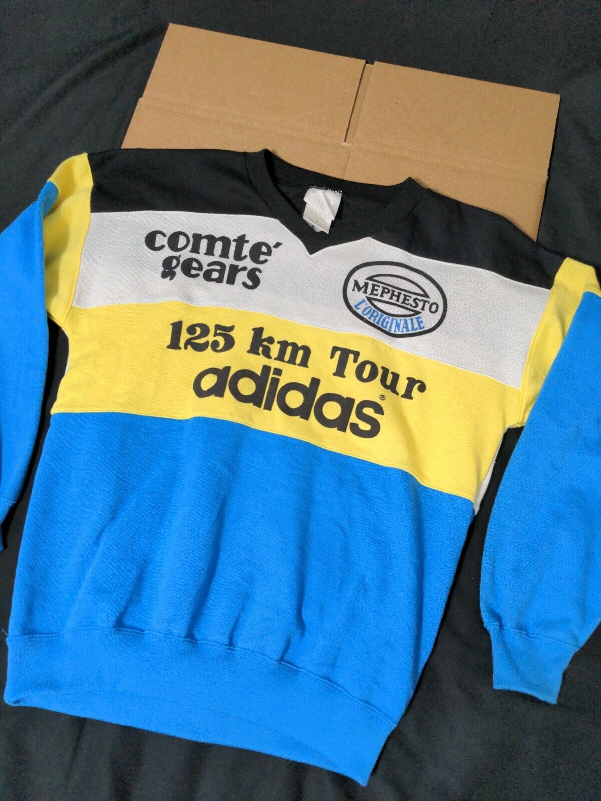 Outlet ☆ Free Shipping Vintage Adidas Sweatshirt Youth Color Trefoil Block Stripe Popular product Cyc 3