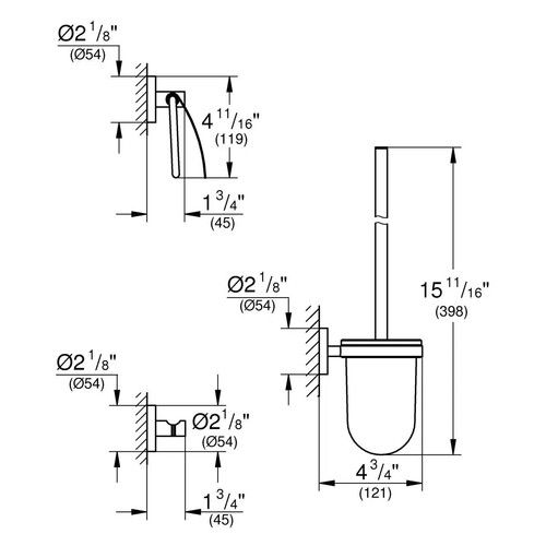 GROHE Quick Fix Set Accessori Bagno 3 in 1 Porta Rotolo WC Gancio Spazzola - Foto 2 di 6