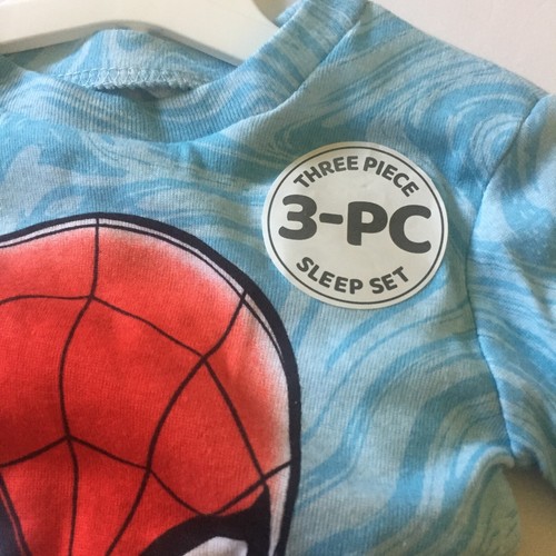 New Marvel Spider-Man 3pc Marble Boys Small (4) Pajama Set - Picture 3 of 5